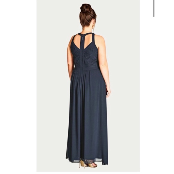 SALE! City Chic Panelled Bodice Maxi Navy Dress - Picture 3 of 3